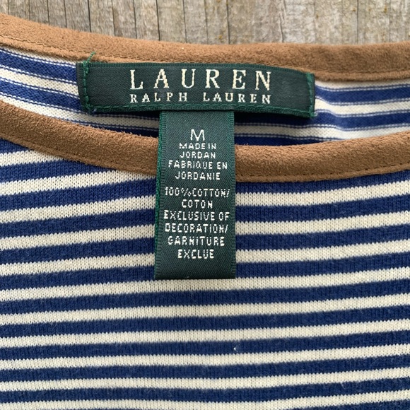 Lauren Ralph Lauren Boat Neck Tee With Suede Trim - Picture 6 of 8